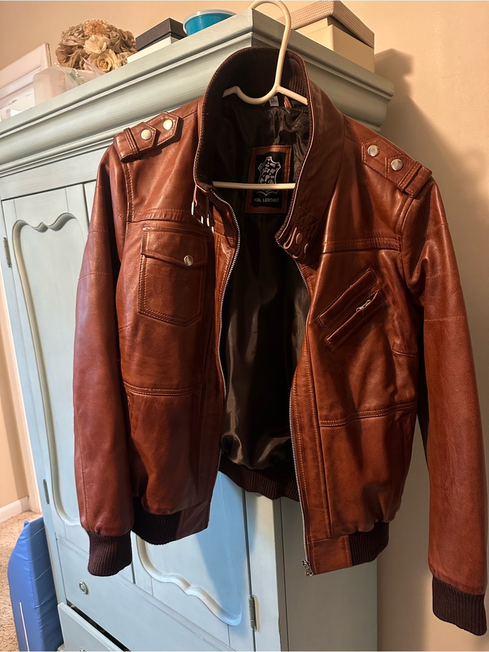 Women’s Brown Leather Bomber Jacket - Full Grain